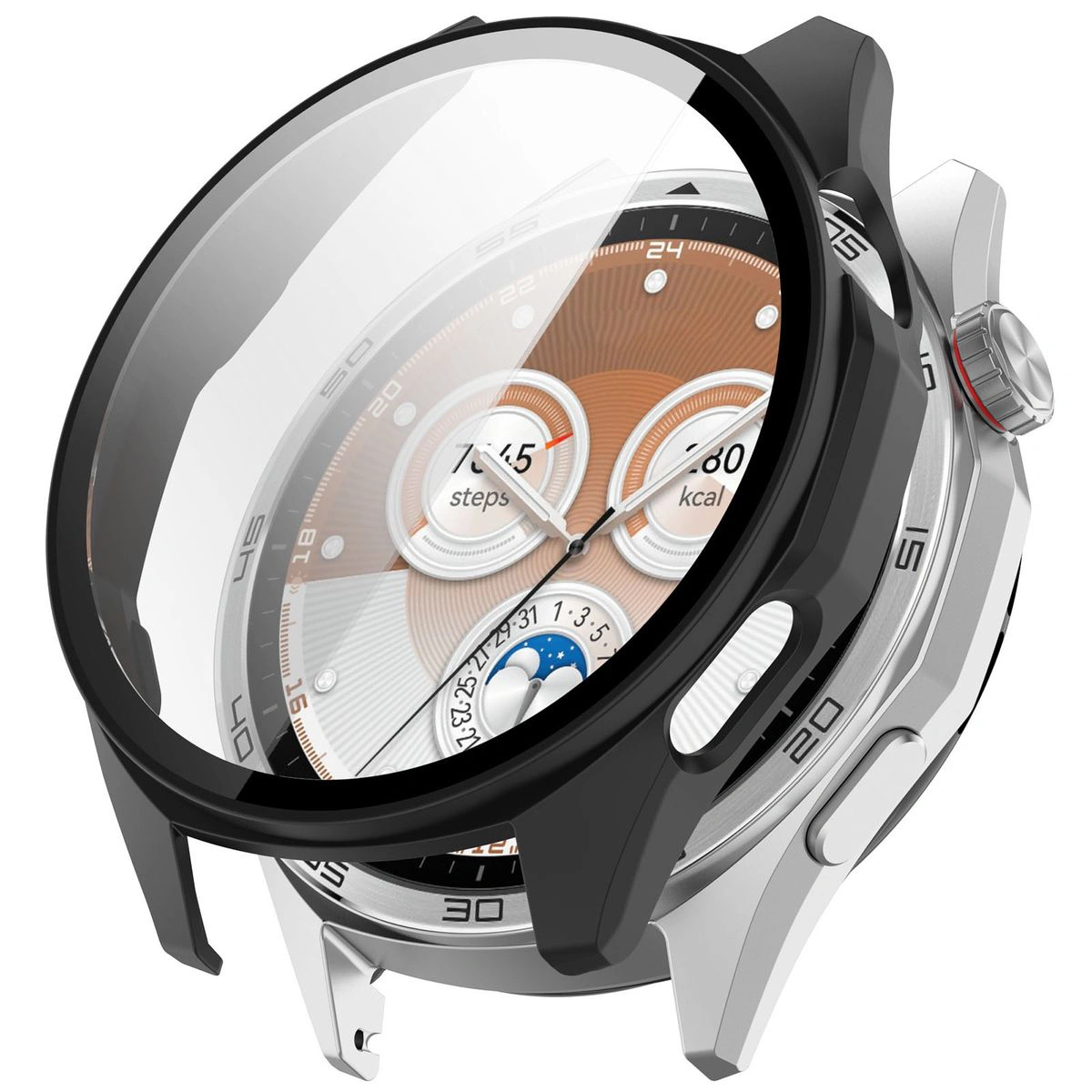 Wizualizacja nakładania etui Bizon Case Watch Adamo do Huawei Watch GT6 46 mm